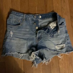 Ripped Blue Jean Shorts